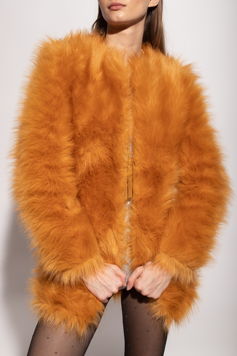 Saint laurent fur on sale coat